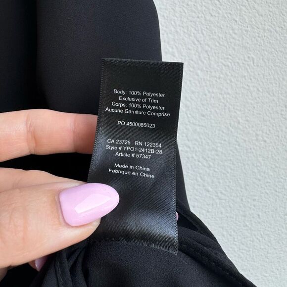 Aritzia Babaton Galen Black Mesh Trim Drapey V-Neck Cami Tank Top Blouse Medium - Picture 4 of 6